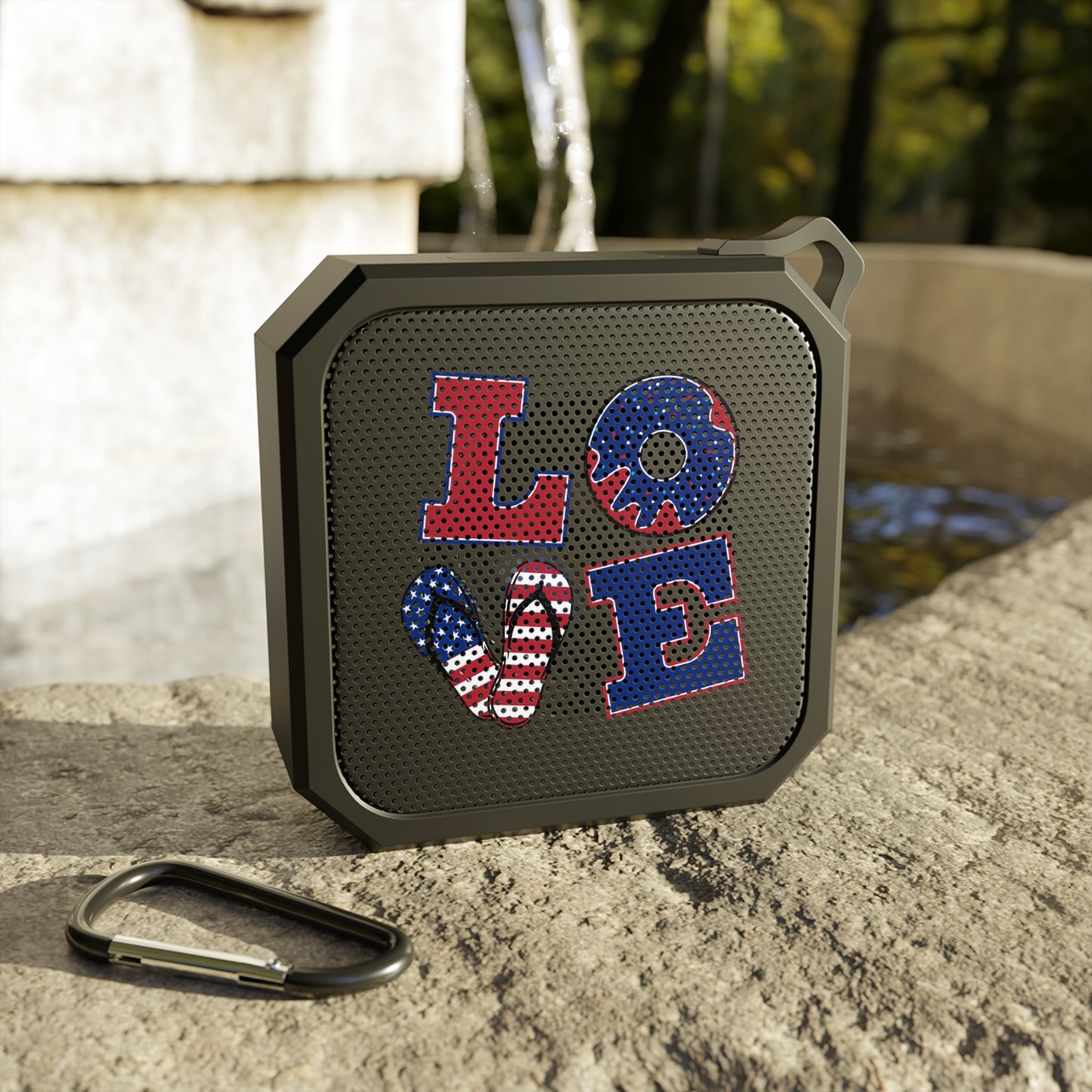 Patriotic LOVE Bluetooth Speaker — Portable Outdoor Wireless Speaker with American Flag Design